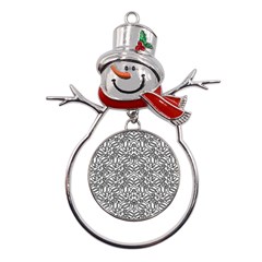 Monochrome Maze Design Print Metal Snowman Ornament by dflcprintsclothing