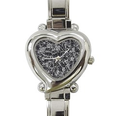 Rebel Life: Typography Black And White Pattern Heart Italian Charm Watch by dflcprintsclothing