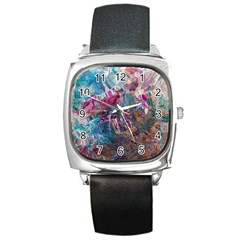 Straight Blend Module I Liquify 19-3 Color Edit Square Metal Watch by kaleidomarblingart