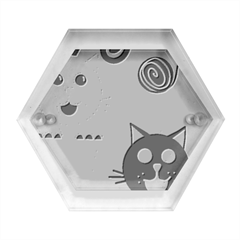 Cat Little Ball Animal Hexagon Wood Jewelry Box