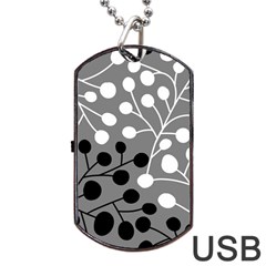 Abstract Nature Black White Dog Tag Usb Flash (one Side)