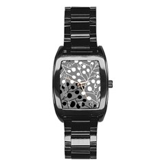 Abstract Nature Black White Stainless Steel Barrel Watch by Maspions