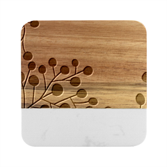 Abstract Nature Black White Marble Wood Coaster (square)