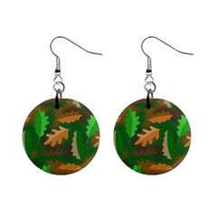 Leaves Foliage Pattern Oak Autumn Mini Button Earrings by Maspions