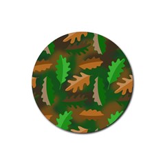 Leaves Foliage Pattern Oak Autumn Rubber Round Coaster (4 Pack) by Maspions