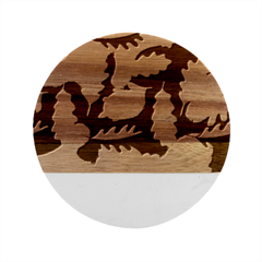 Leaves Foliage Pattern Oak Autumn Marble Wood Coaster (round)