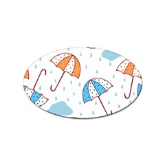 Rain Umbrella Pattern Water Sticker Oval (10 Pack)