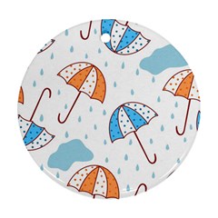 Rain Umbrella Pattern Water Round Ornament (two Sides)