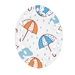 Rain Umbrella Pattern Water Ornament (oval Filigree)