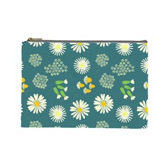 Drawing Flowers Meadow White Cosmetic Bag (large)