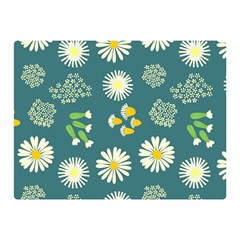 Drawing Flowers Meadow White Two Sides Premium Plush Fleece Blanket (mini) by Maspions