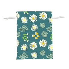 Drawing Flowers Meadow White Lightweight Drawstring Pouch (s)