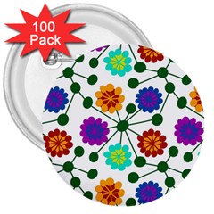 Bloom Plant Flowering Pattern 3  Buttons (100 Pack) 