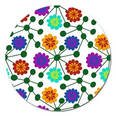 Bloom Plant Flowering Pattern Magnet 5  (round)