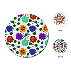 Bloom Plant Flowering Pattern Playing Cards Single Design (round)