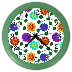 Bloom Plant Flowering Pattern Color Wall Clock