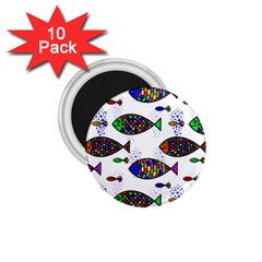 Fish Abstract Colorful 1 75  Magnets (10 Pack) 