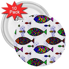 Fish Abstract Colorful 3  Buttons (10 Pack) 