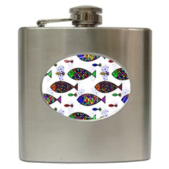 Fish Abstract Colorful Hip Flask (6 Oz)