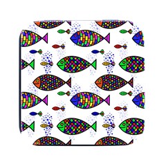 Fish Abstract Colorful Square Metal Box (black) by Maspions