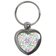 Bloom Nature Plant Pattern Key Chain (heart)