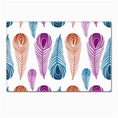 Pen Peacock Colors Colored Pattern Postcards 5  X 7  (pkg Of 10) by Maspions