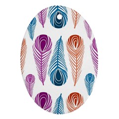 Pen Peacock Colors Colored Pattern Oval Ornament (two Sides) by Maspions