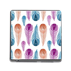 Pen Peacock Colors Colored Pattern Memory Card Reader (square 5 Slot)