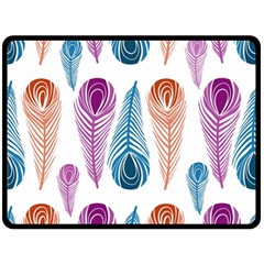 Pen Peacock Colors Colored Pattern Fleece Blanket (large) by Maspions