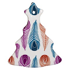 Pen Peacock Colors Colored Pattern Christmas Tree Ornament (two Sides)