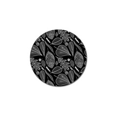 Leaves Flora Black White Nature Golf Ball Marker (4 Pack) by Maspions