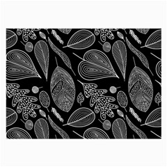 Leaves Flora Black White Nature Large Glasses Cloth by Maspions