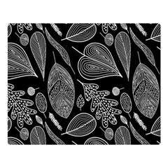 Leaves Flora Black White Nature Two Sides Premium Plush Fleece Blanket (large)