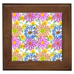 Bloom Flora Pattern Printing Framed Tile