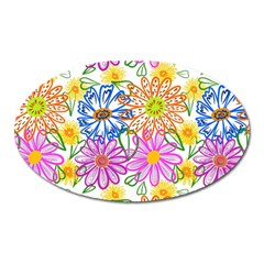 Bloom Flora Pattern Printing Oval Magnet by Maspions