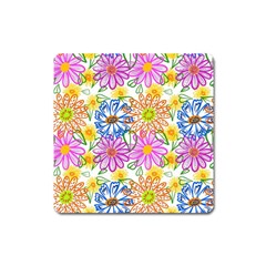 Bloom Flora Pattern Printing Square Magnet by Maspions