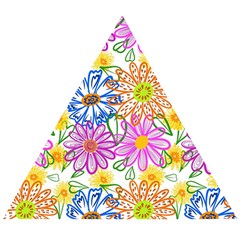 Bloom Flora Pattern Printing Wooden Puzzle Triangle