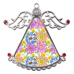 Bloom Flora Pattern Printing Metal Angel With Crystal Ornament