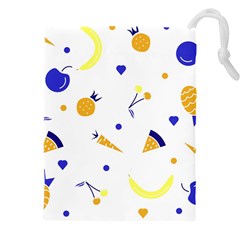 Pattern-fruit-apples-green Drawstring Pouch (4xl) by Maspions