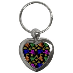 Pattern-repetition-snail-blue Key Chain (heart)