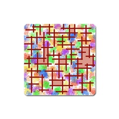 Pattern-repetition-bars-colors Square Magnet