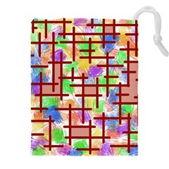 Pattern-repetition-bars-colors Drawstring Pouch (4xl) by Maspions