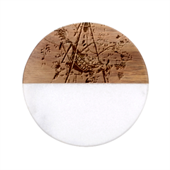 Vintage-antique-plate-china Classic Marble Wood Coaster (round) 