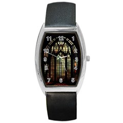 Stained Glass Window Gothic Barrel Style Metal Watch by Maspions