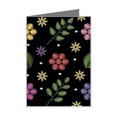 Embroidery Seamless Pattern With Flowers Mini Greeting Card by Apen