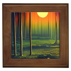 Outdoors Night Moon Full Moon Trees Setting Scene Forest Woods Light Moonlight Nature Wilderness Lan Framed Tile