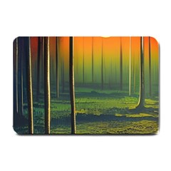 Outdoors Night Moon Full Moon Trees Setting Scene Forest Woods Light Moonlight Nature Wilderness Lan Small Doormat by Posterlux