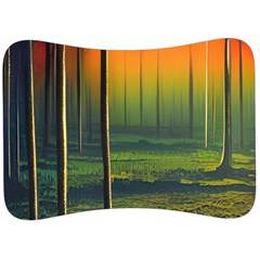 Outdoors Night Moon Full Moon Trees Setting Scene Forest Woods Light Moonlight Nature Wilderness Lan Velour Seat Head Rest Cushion by Posterlux