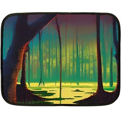 Nature Swamp Water Sunset Spooky Night Reflections Bayou Lake Fleece Blanket (mini) by Posterlux