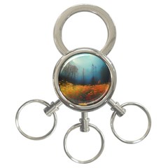 Wildflowers Field Outdoors Clouds Trees Cover Art Storm Mysterious Dream Landscape 3-ring Key Chain by Posterlux